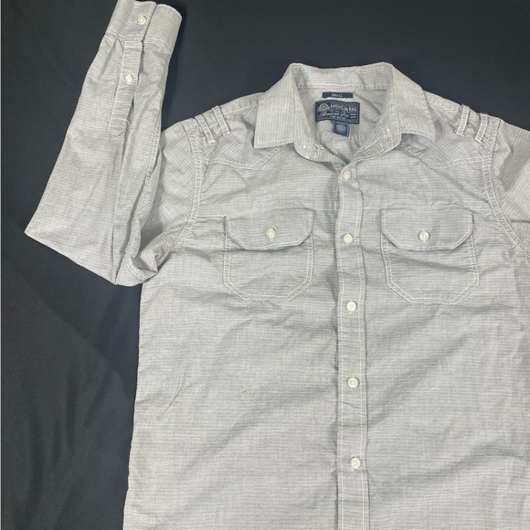 Américan Rag Cie Women Gray Striped Long Sleeve Button Up Shirt Size S - Picture 3 of 11